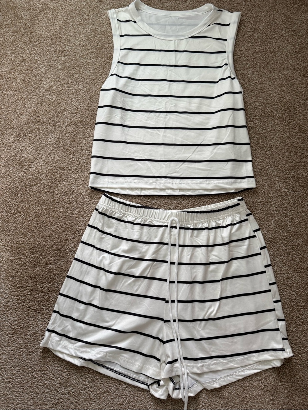 Women's White & Black Striped Long Sleeve Tee